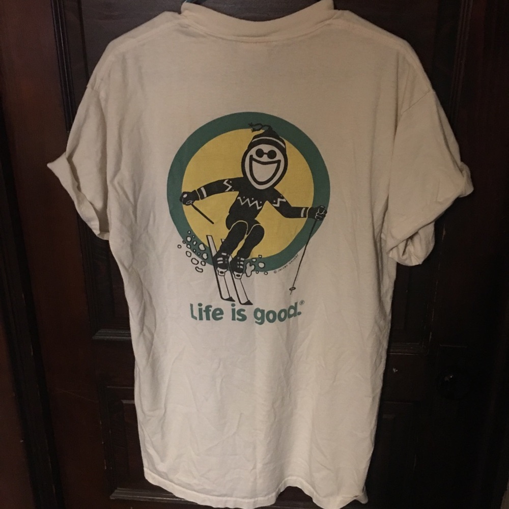 Men's White Life Is Good Ski Shirt